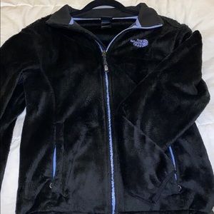 Lavender and black fuzzy North Face